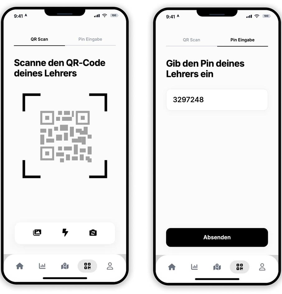 QR-Scanner und PIN-Eingabe