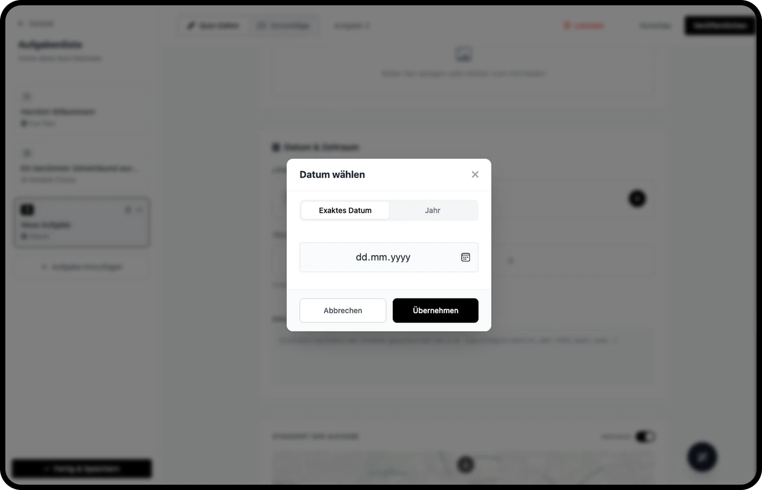 Datumsauswahl-Modal