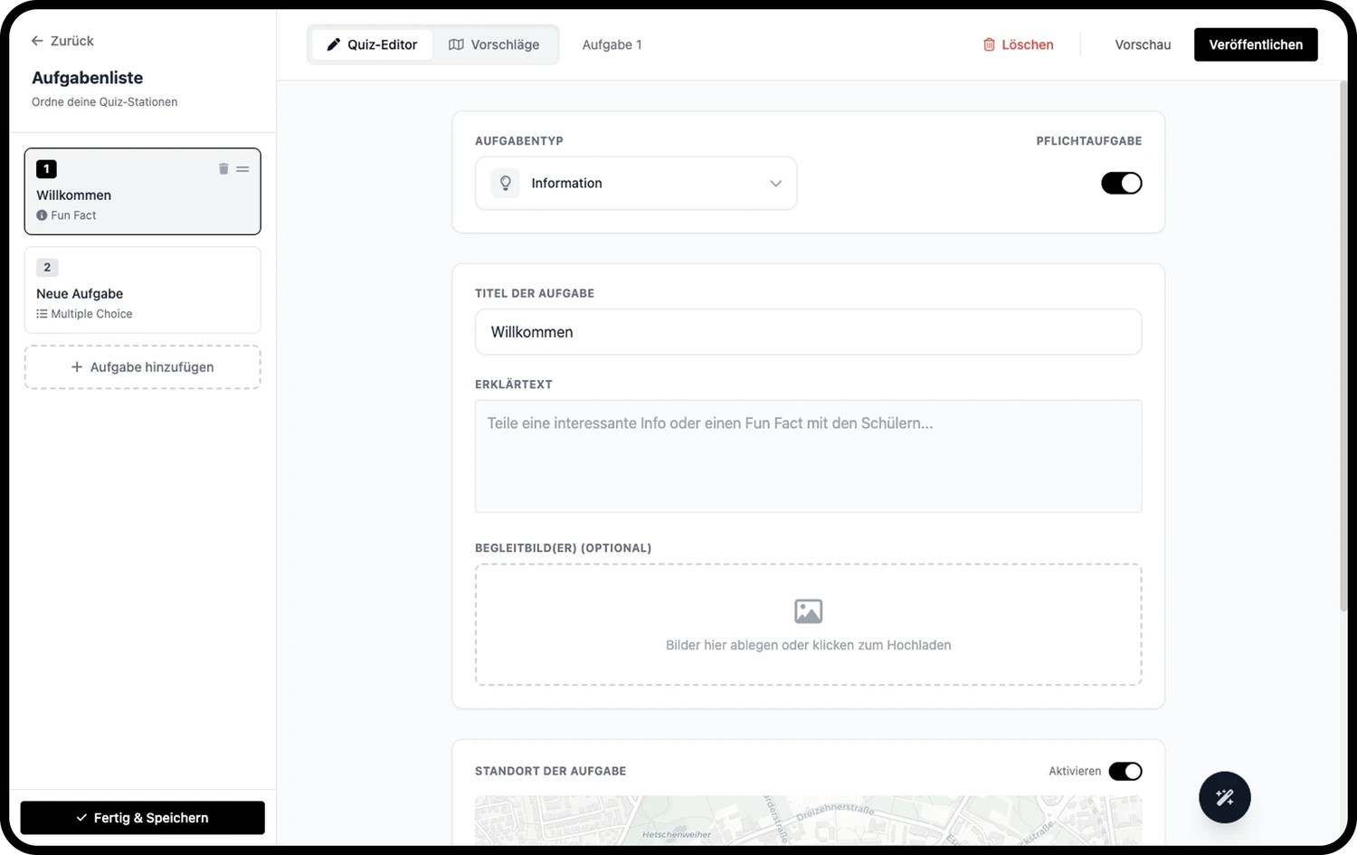 Leerer Quiz-Editor