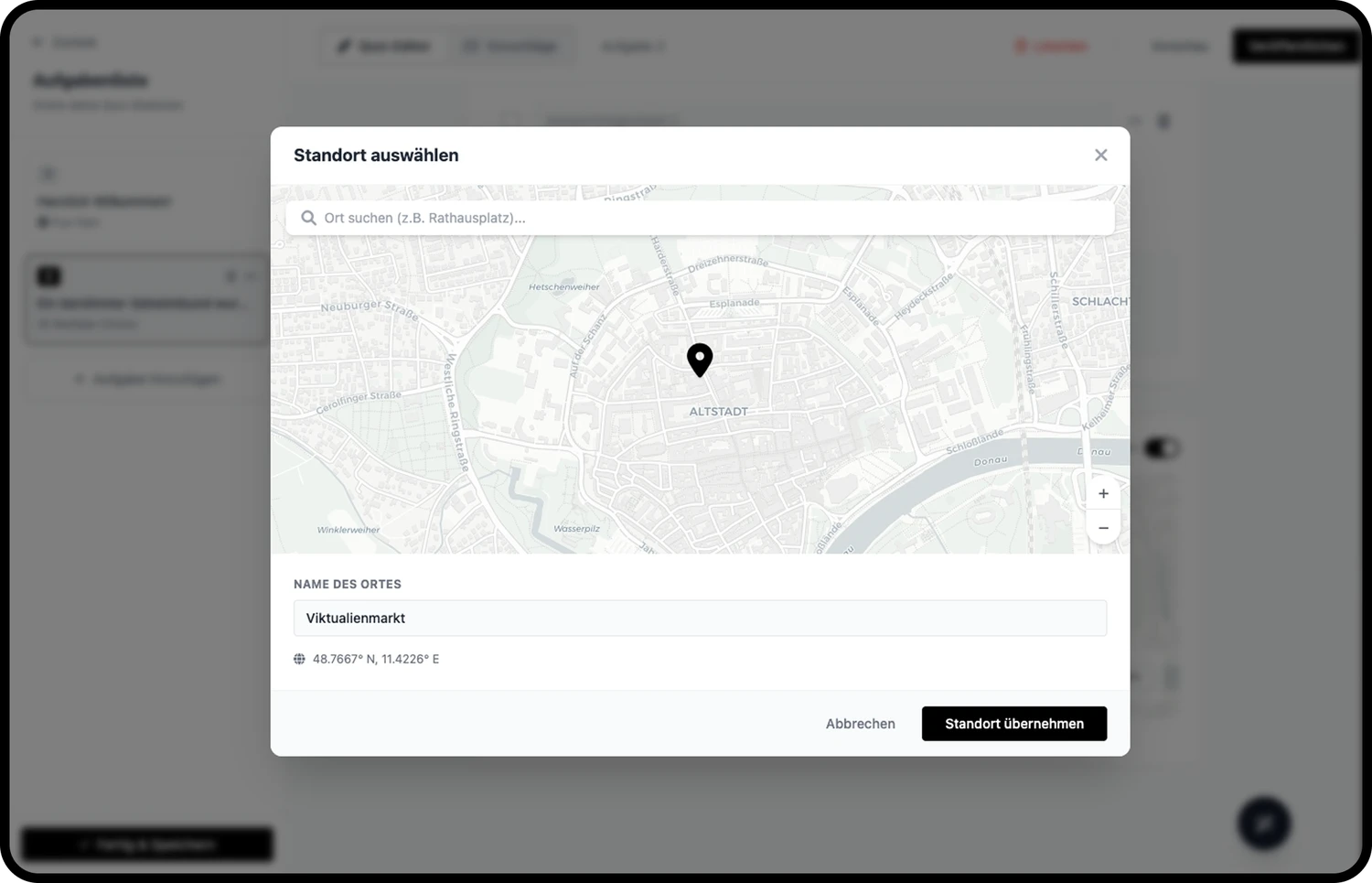 Standort-Modal