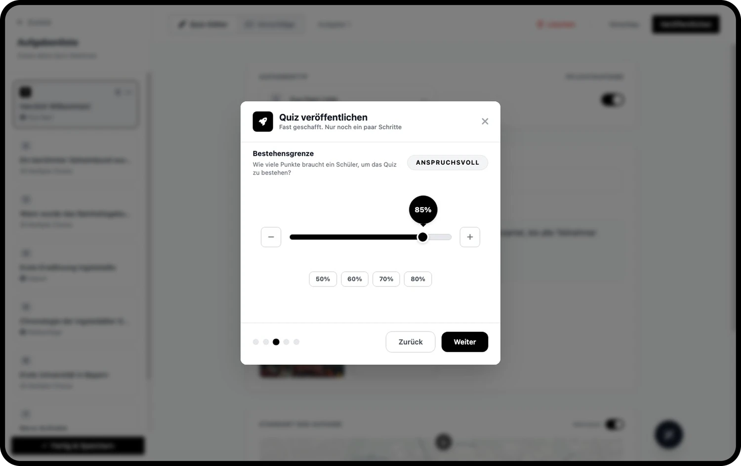 Publish: Bestehensgrenze